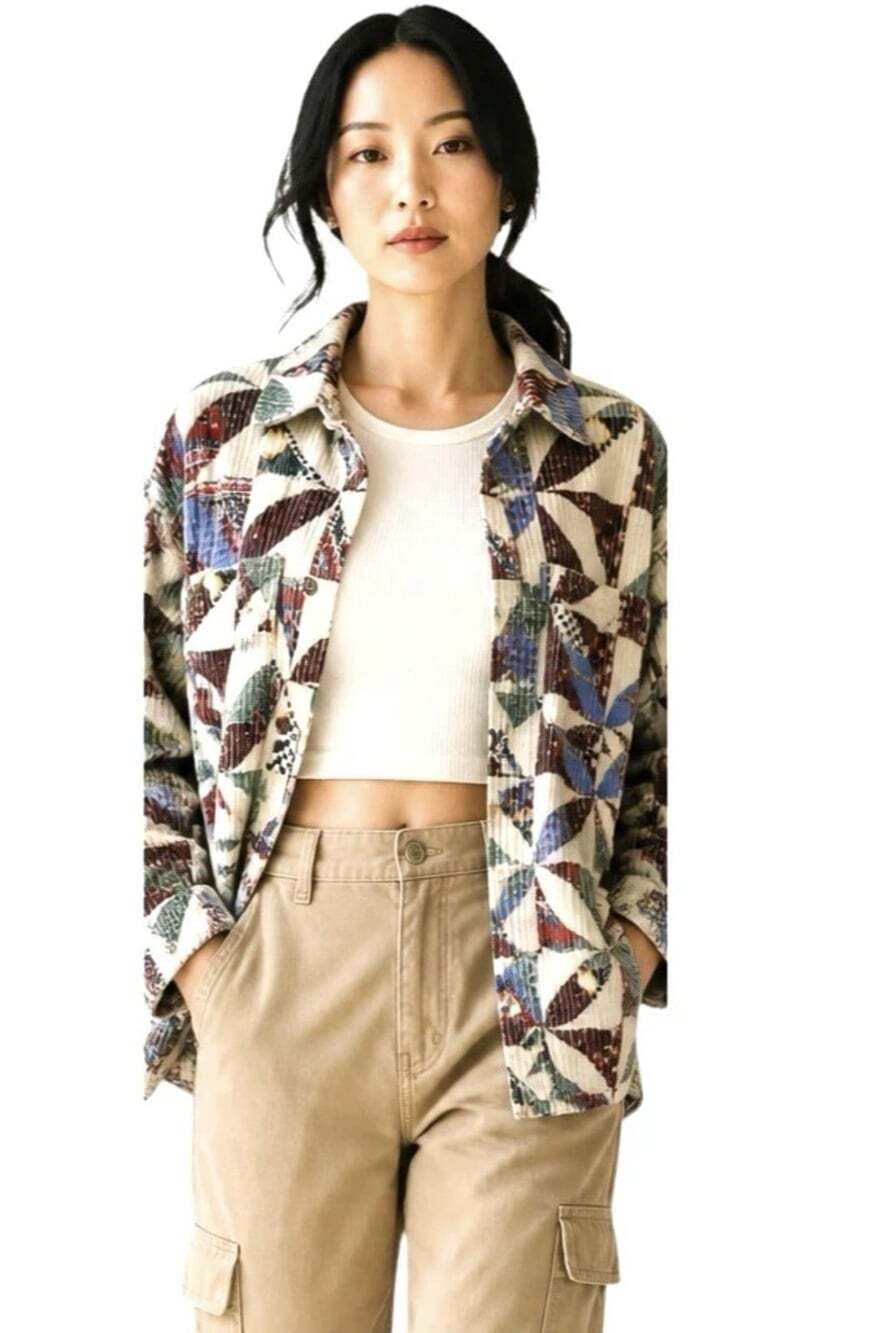 BDG Urban Outfitters Serena Patchwork Shirt Jacket Shacket S Corduroy Quilted